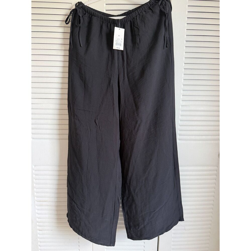 NWT A New Day Black Wide‑Leg Pants Size M | Elastic Waist Drawstring